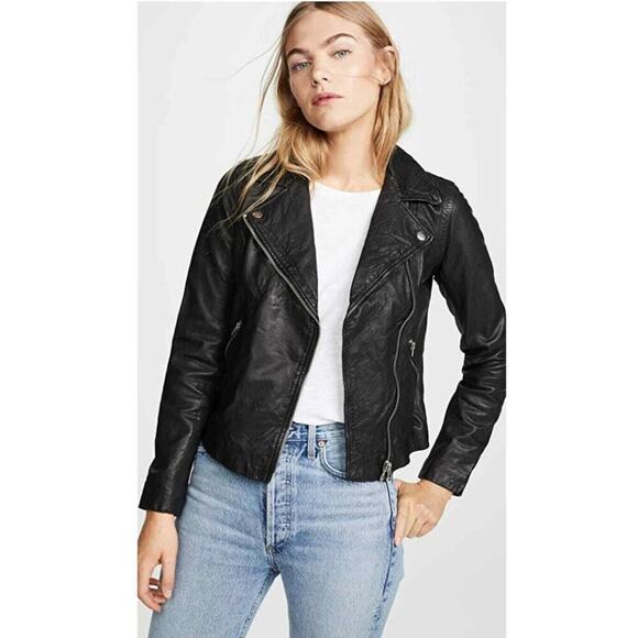 MADEWELL Washed Leather Moto Jacket Size XS - Picture 2 of 13